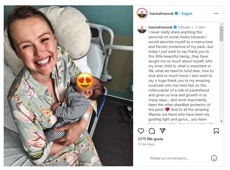 Hannah New junto a su bebé, fruto de una relación con su "alma gemela"