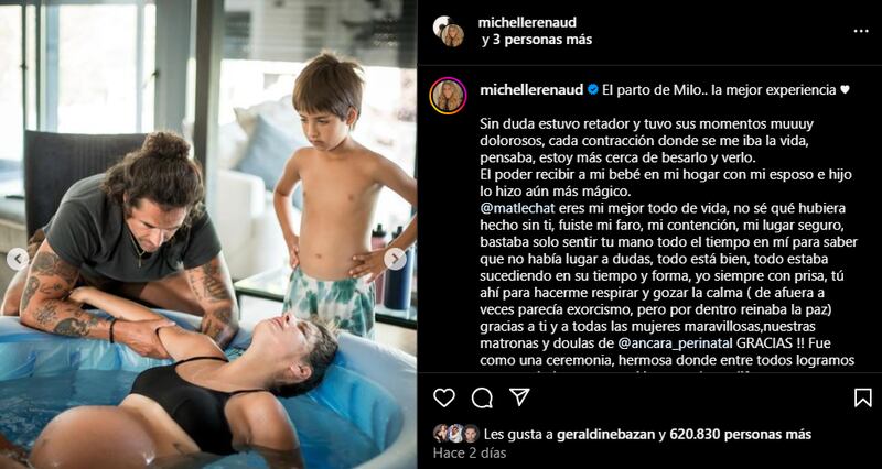 Michelle Renaud tuvo su parto en casa |